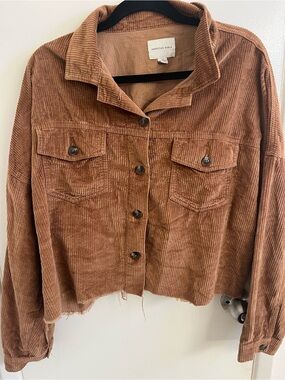 American Eagle Outfitters Corduroy Crop Jacket - Rust Brown